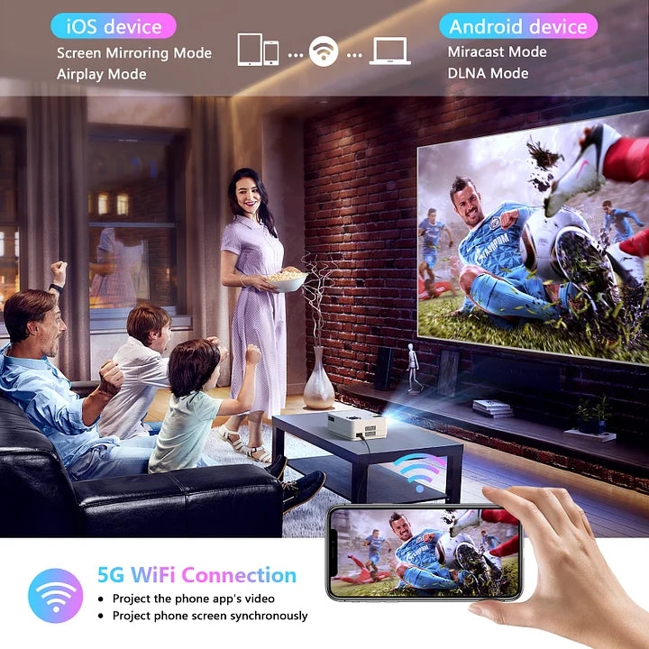 Native 1080P 5G WiFi Bluetooth Projector（Carrying Bag Included),15000LM Full HD Movie Projector, LCD technology 300" Display Support 4k Home Theater for Outdoor Movies